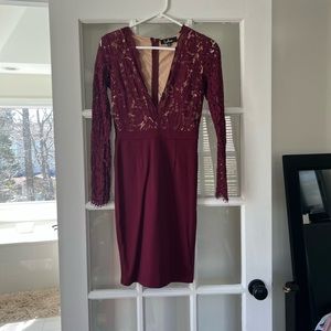Long sleeve shirt Maroon lace dress from LuLus!